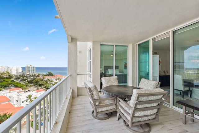 balcony with a water view