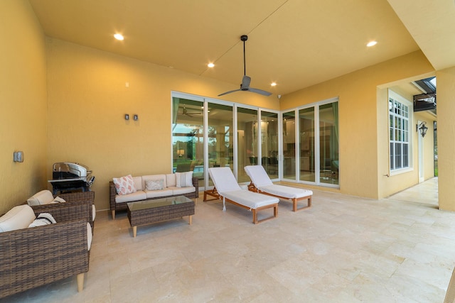 view of patio / terrace featuring an outdoor hangout area and ceiling fan