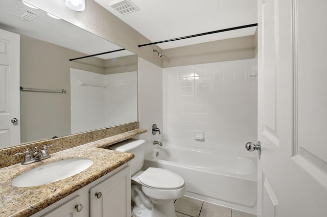 15155 Michelangelo Blvd Unit 201, Delray Beach, FL 33446 - full bathroom with tile patterned floors, vanity, toilet, shower / bathtub combination, and visible vents