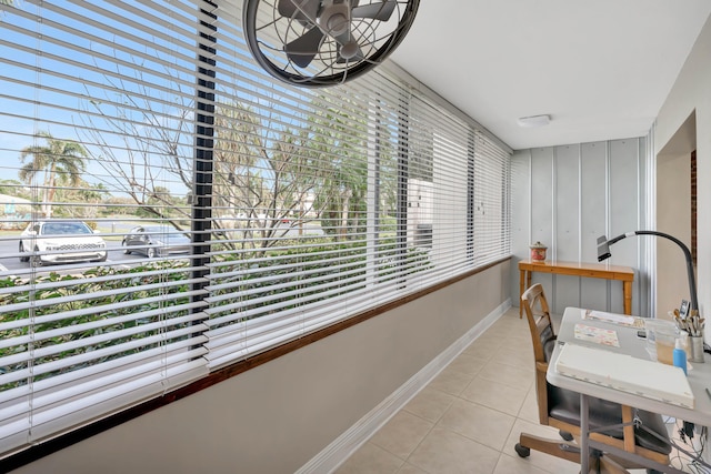 interior space featuring light tile patterned floors