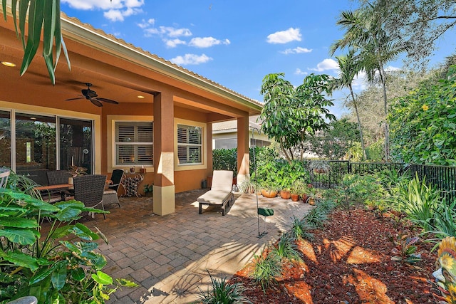 view of patio / terrace with ceiling fan