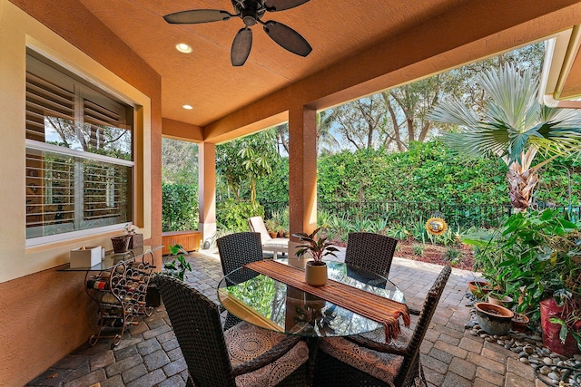 view of patio / terrace featuring ceiling fan