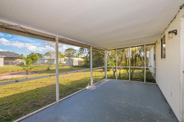 view of unfurnished sunroom