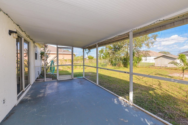 view of unfurnished sunroom