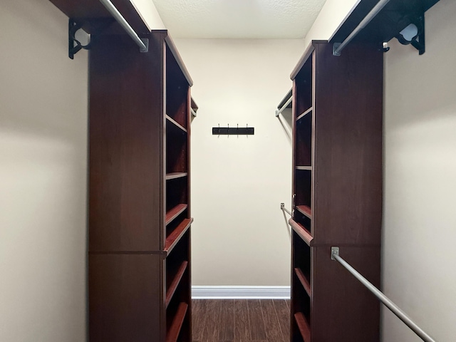 walk in closet featuring dark hardwood / wood-style flooring