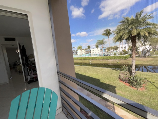 balcony with a water view