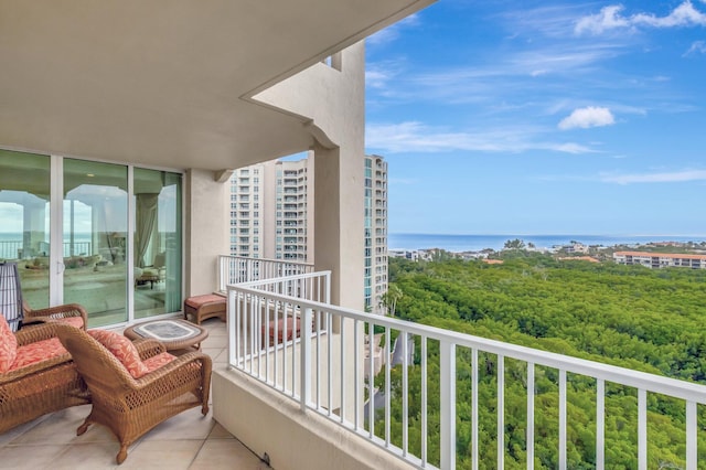 balcony with a water view