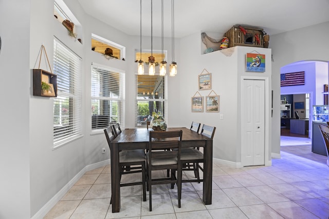 dining space featuring light tile patterned floors and a healthy amount of sunlight