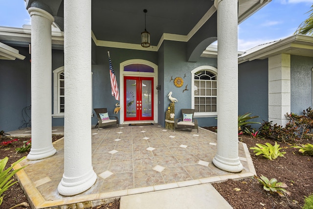 doorway to property with french doors