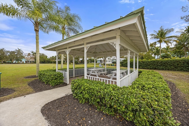 view of home's community featuring a gazebo and a lawn