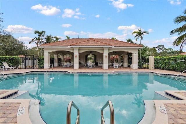 view of pool featuring a patio