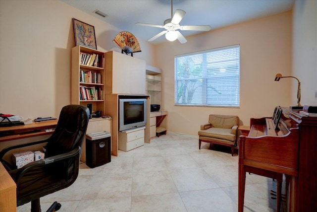 office area featuring ceiling fan