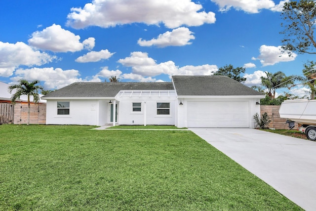 view of front of house with a garage and a front yard