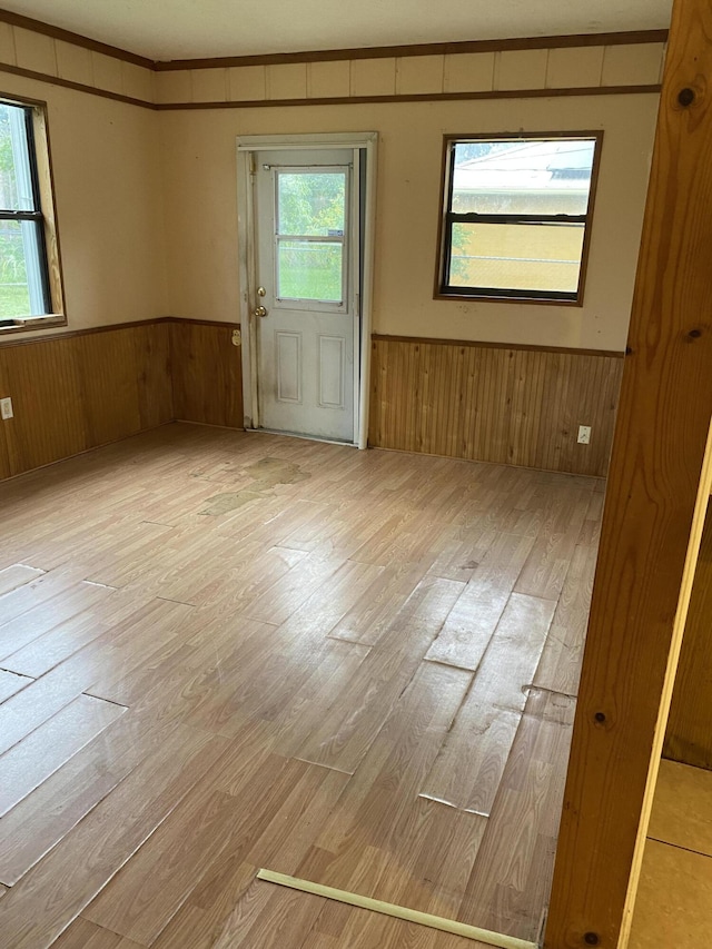 empty room with light wood-type flooring