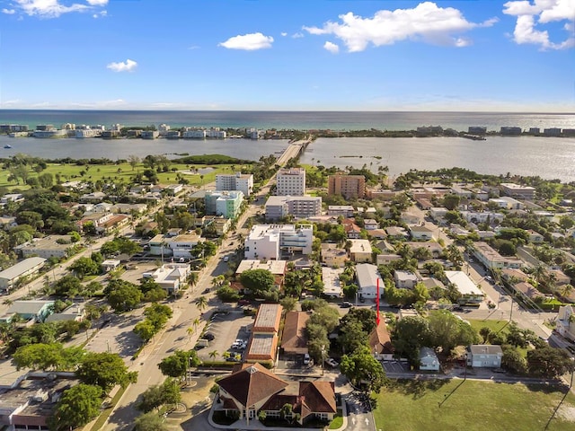 bird's eye view featuring a water view