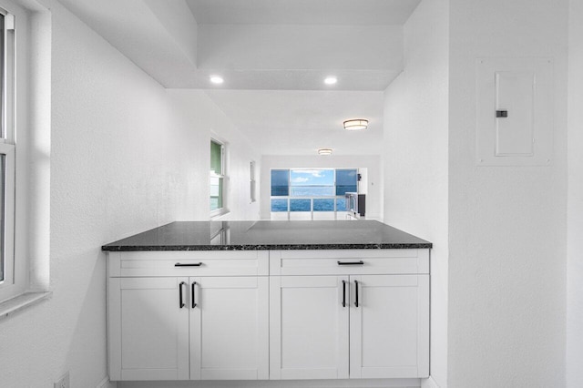 bathroom featuring electric panel and vanity