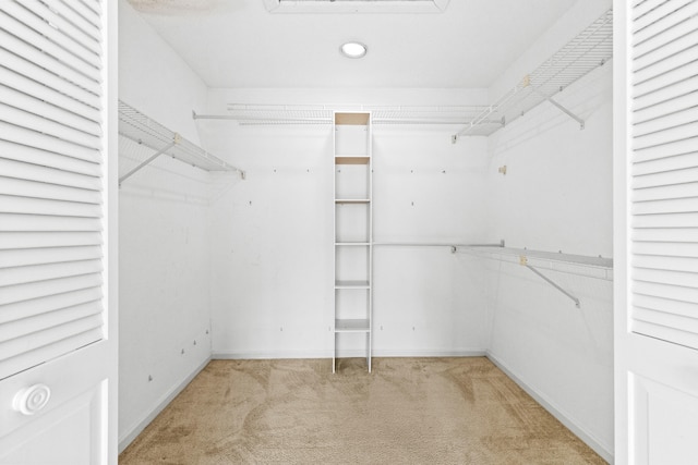 spacious closet with light colored carpet