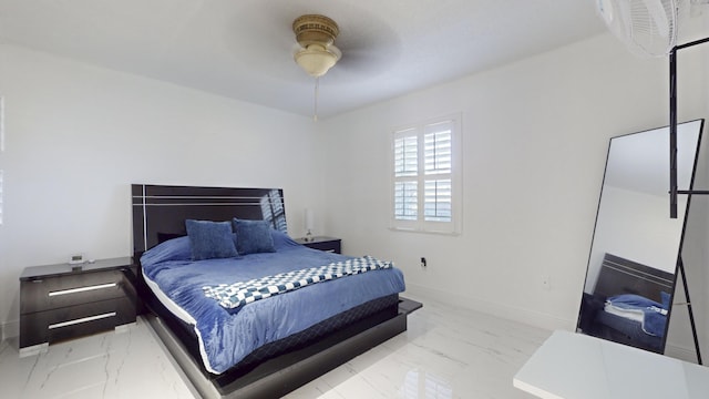 bedroom featuring ceiling fan