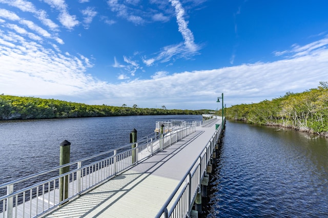 view of dock featuring a water view