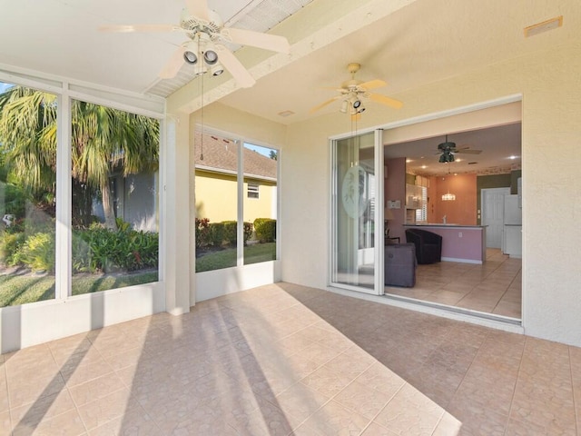 view of unfurnished sunroom