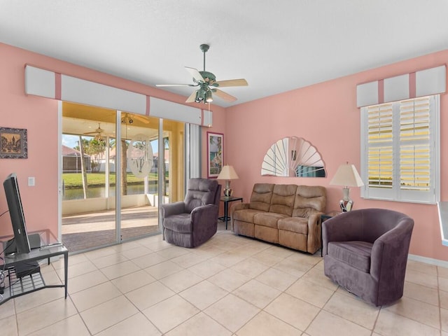 view of tiled living room