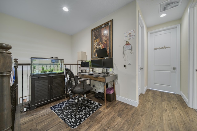 office featuring dark hardwood / wood-style flooring