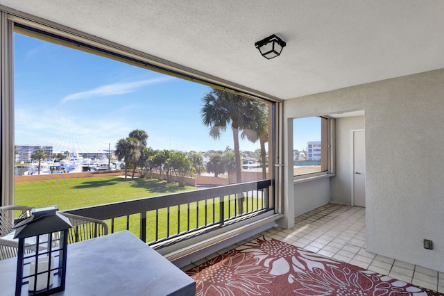 balcony with a water view