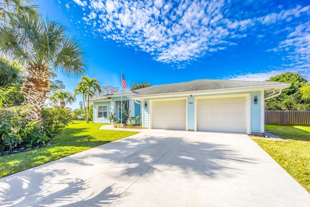 view of front of home featuring a front lawn and a garage