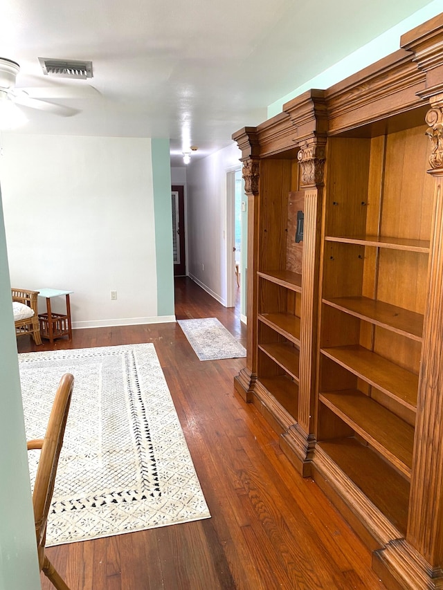 interior space with dark hardwood / wood-style floors