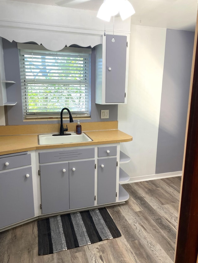 kitchen with plenty of natural light, sink, and gray cabinets