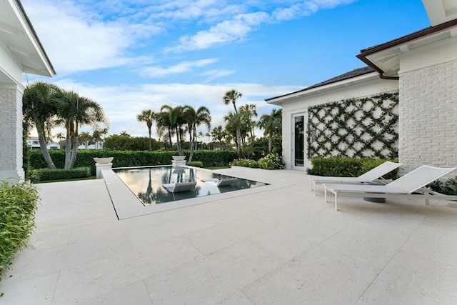 view of swimming pool with a patio