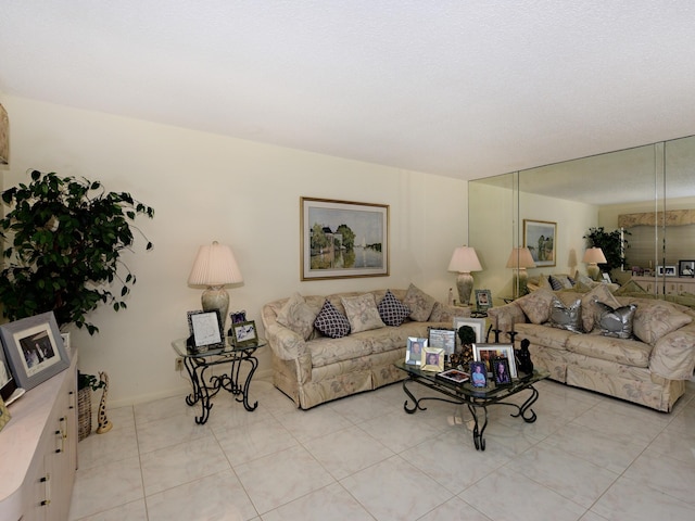 view of tiled living room