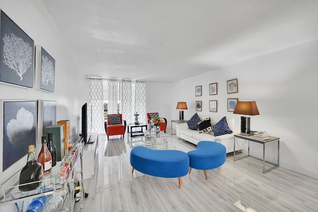 living room featuring light hardwood / wood-style floors