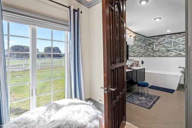 bathroom featuring a bath