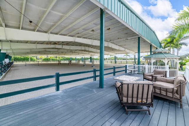 wooden terrace with a gazebo