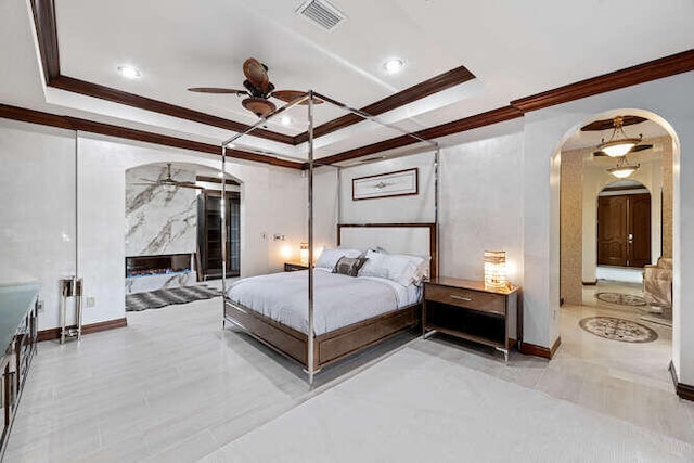 bedroom featuring crown molding