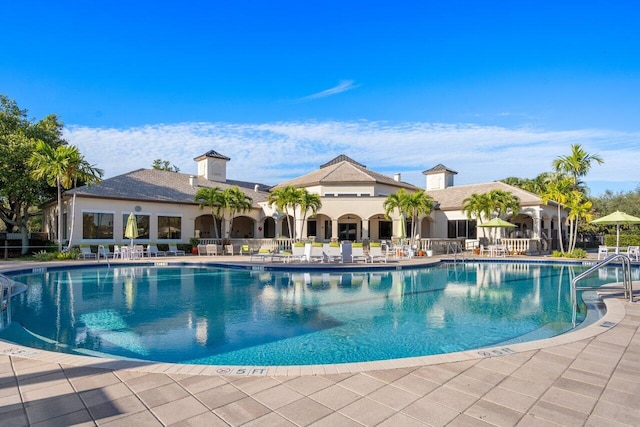 view of pool featuring a patio