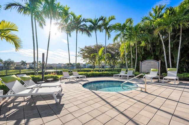 view of swimming pool with a patio area