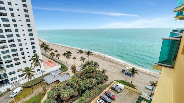 property view of water with a beach view