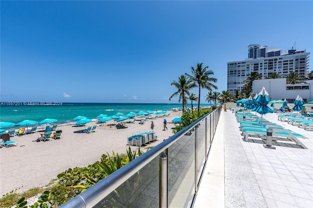 property view of water with a beach view