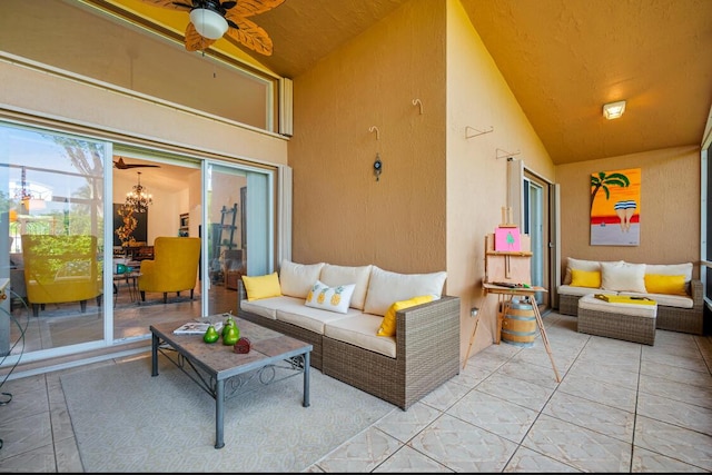 view of patio / terrace featuring an outdoor living space and ceiling fan