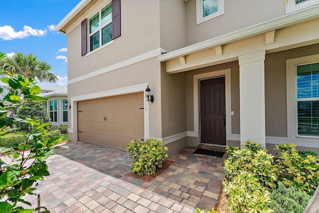 entrance to property with a garage