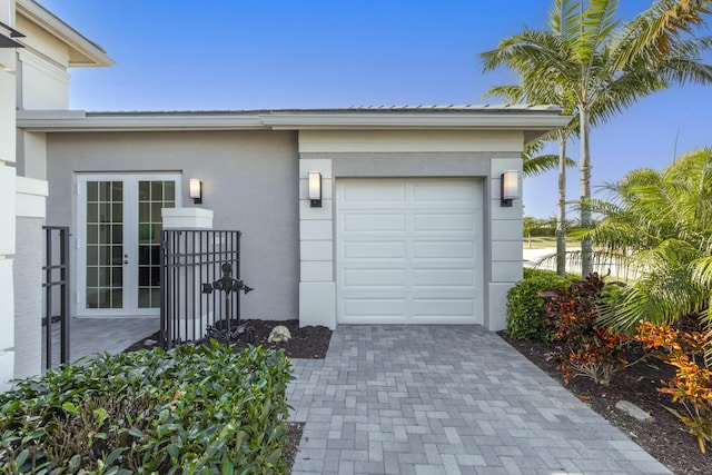 garage with french doors