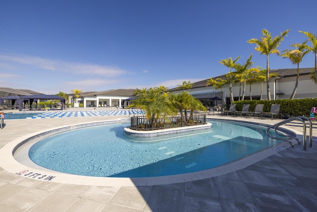 view of pool with a gazebo