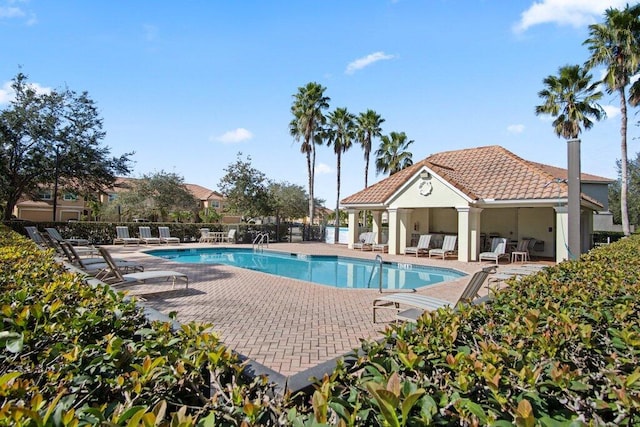 view of pool featuring a patio area