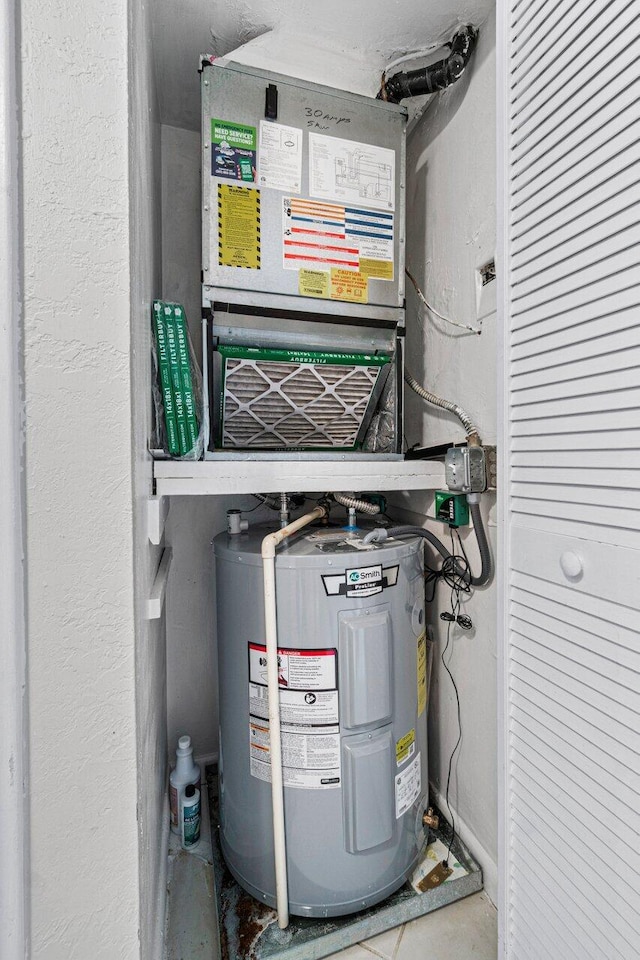 utility room with water heater