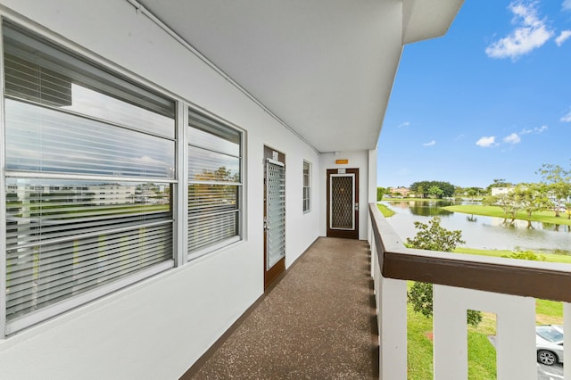 balcony with a water view