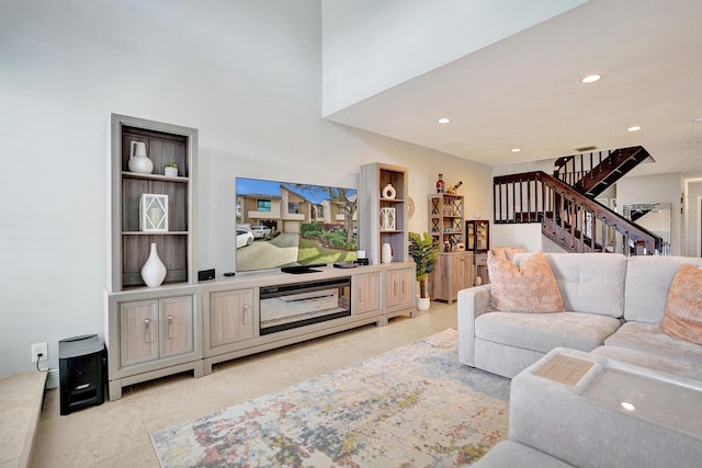 view of tiled living room