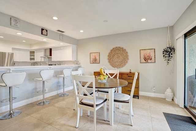 view of tiled dining room