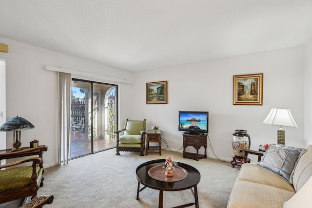 living room with light carpet